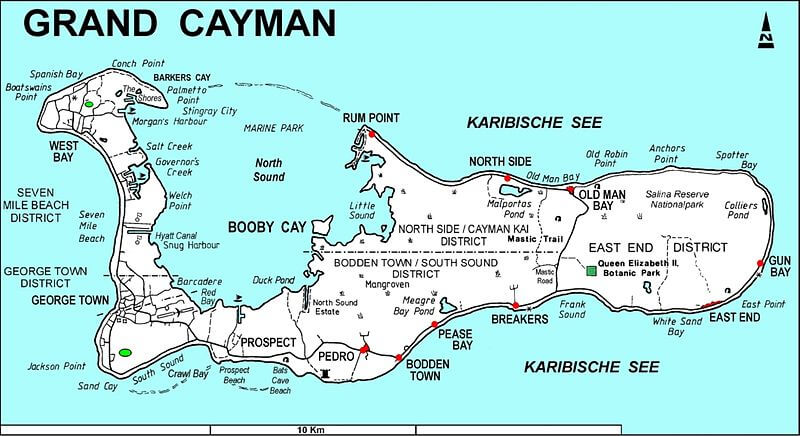 map of grand cayman broken down into districts